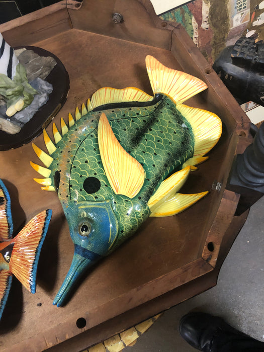 LARGE GREEN AND BLUE FISH WALL HANGING