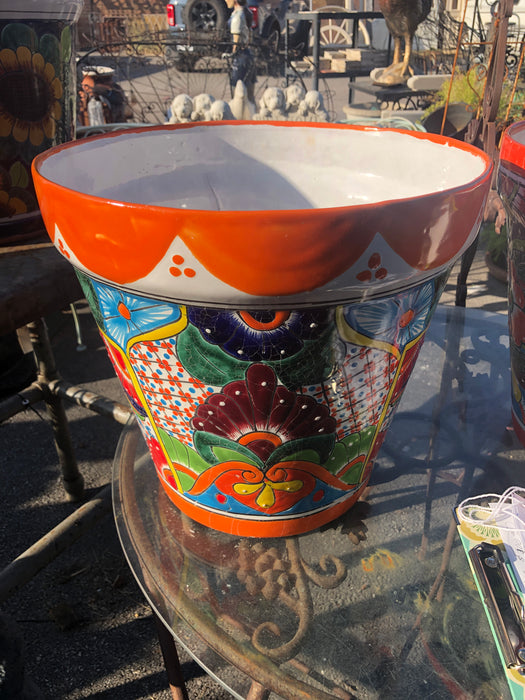 SMALL TALAVERA FLORAL GLAZED POT EACH