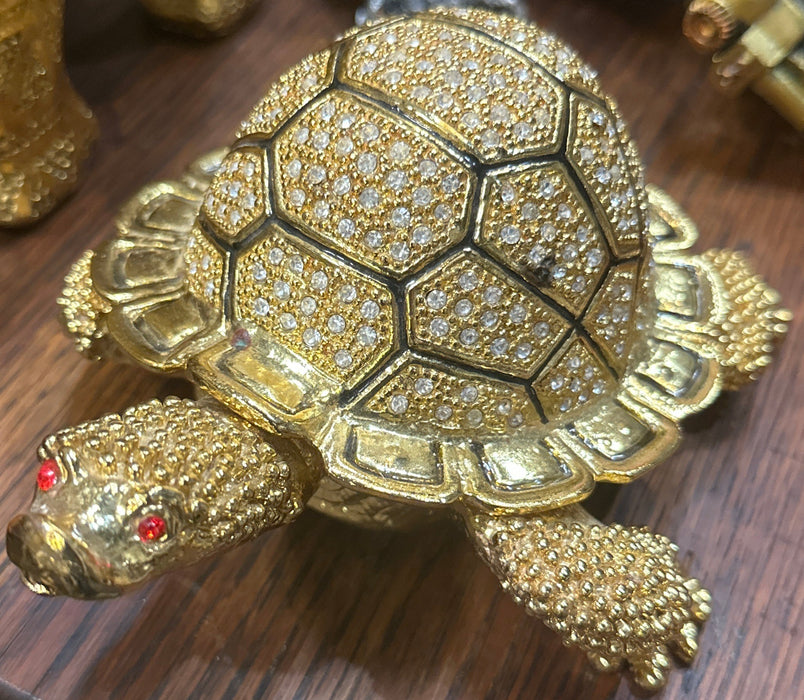 GOLD COLORED JEWELED TURTLE BOX