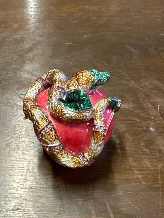 SMALL ENAMELED AND JEWELED SNAKE BOX