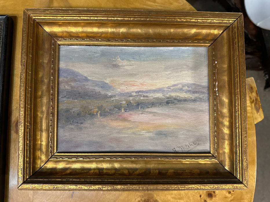 SMALL GILT FRAMED LANDSCAPE OIL PAINTING, SIGNED