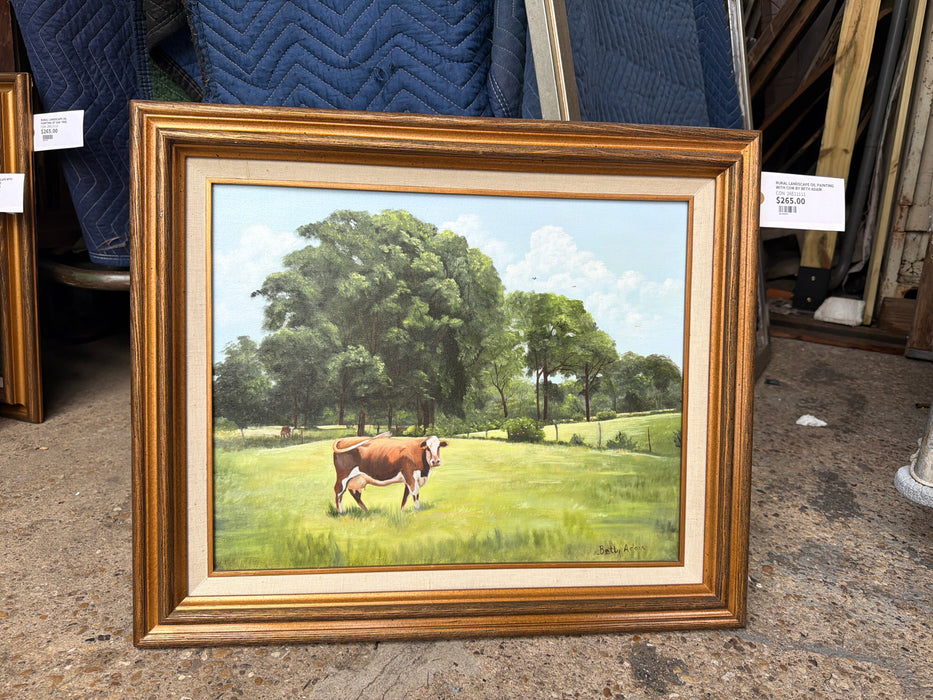 RURAL LANDSCAPE OIL PAINTING WITH COW BY BETH ADAIR
