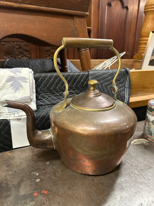 LARGE COPPER AND BRASS TEAPOT