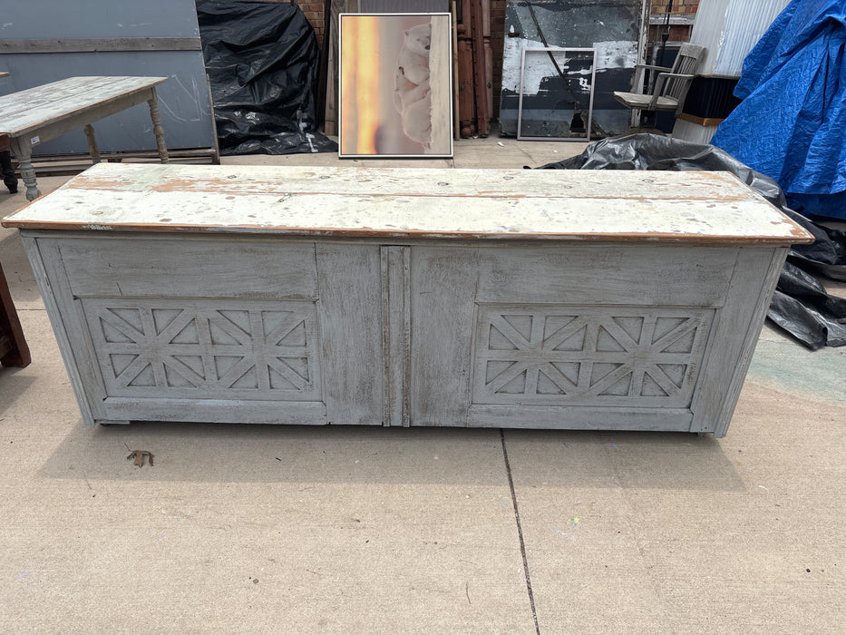 GRAY PAINTED STORE COUNTER