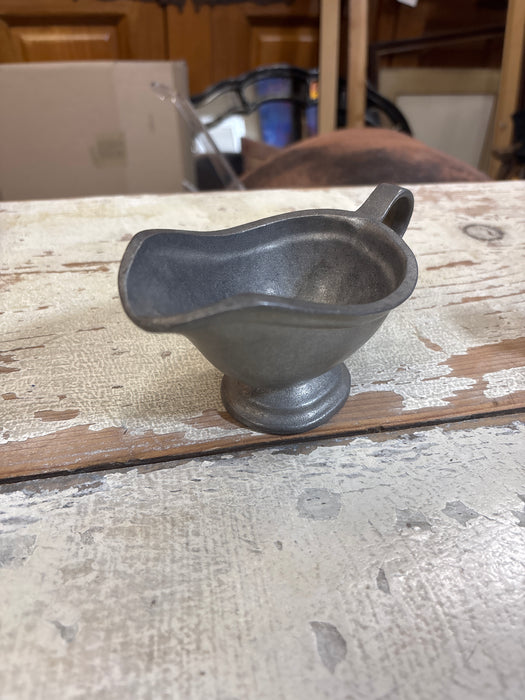 PEWTER GRAY GRAVY BOAT 1 OF 2