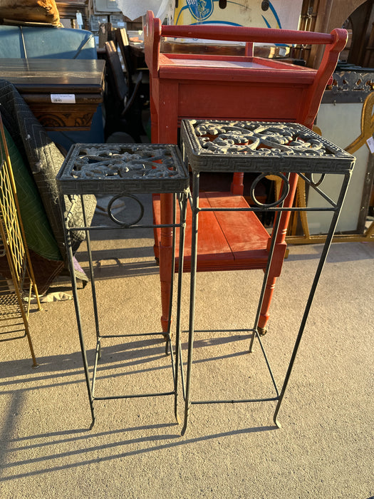 PAIR OF WROUGHT IRON PLANT STANDS