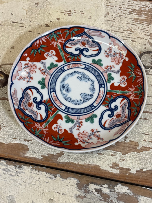 SMALL REDISH ORANGE BAMBOO NEIMAN MARCUS IMARI PLATE 1 OF 14