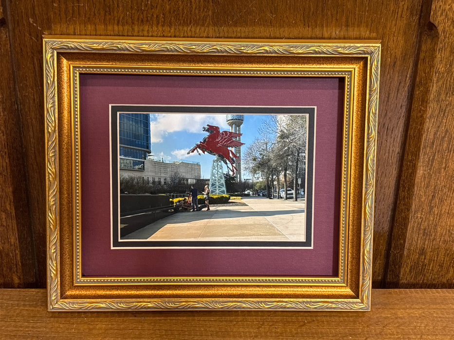 GOLD FRAMED PICTURE OF RED PEGASUS