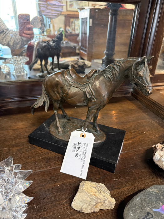 BRONZE HORSE STATUE WITH SADDLE RESTRIKE