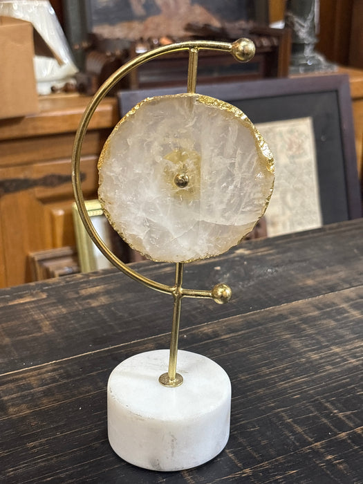 SMALL MODERN BRASS GEODE SCULPTURE WITH MARBLE BASE