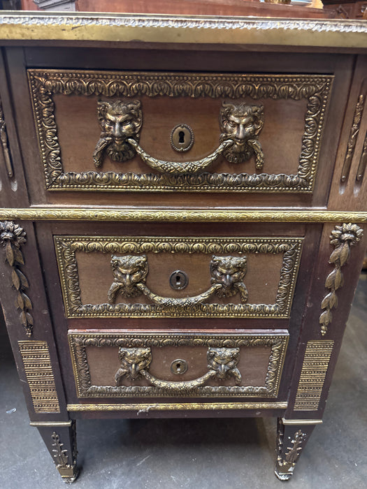 FRENCH LEATHER TOP ORNATE DESK WITH DRAWERS