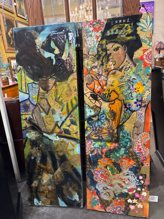 PAIR OF MODERN LADY PAINTINGS