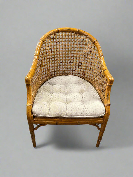 AS IS CANED BACK FAUX BAMBOO CHAIR