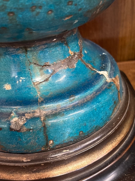 PAIR TURQUOISE ANTIQUE CONCRETE LAPS WITH SOME RESTORATION
