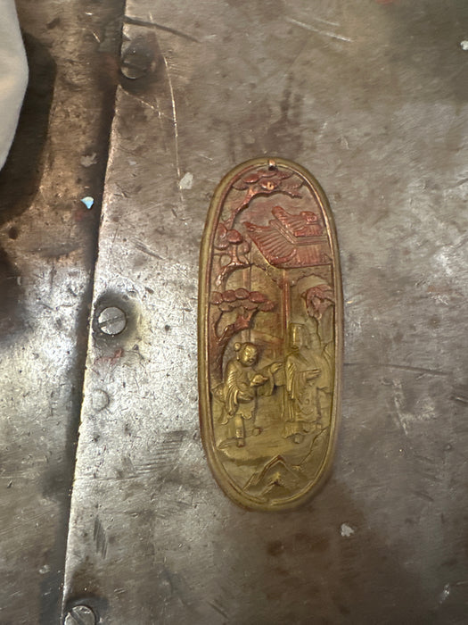 CHINESE TINY OVAL CARVING WITH WAX SEAL ATTACHED