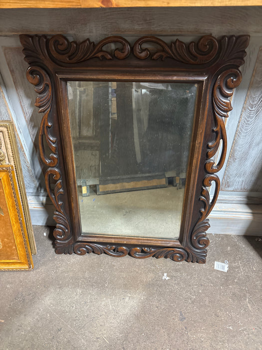 PIERCE CARVED WALNUT BEVELED MIRROR