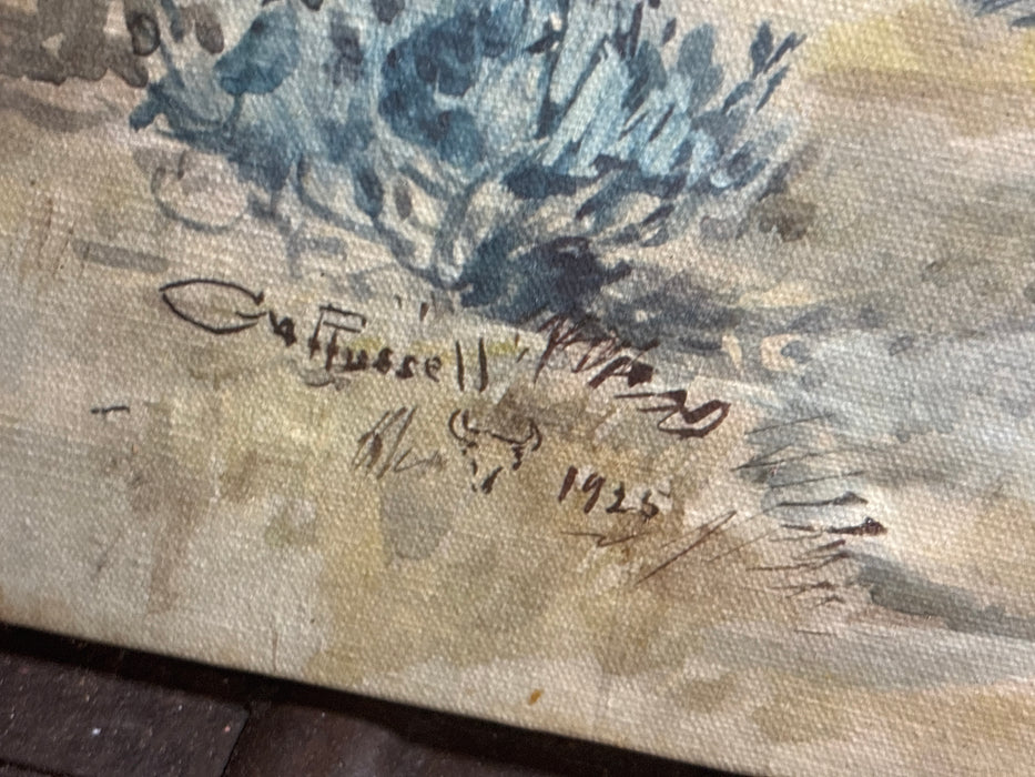 MEDIUM UNFRAMED GICLEE “WHEN ROPES FAIL” - SIGNED C. M. RUSSEL