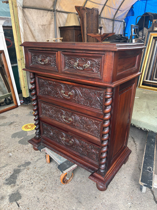 BARLEY TWIST 5 DRAWER CARVED CHEST