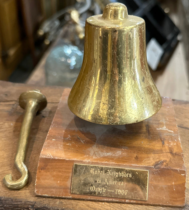 BRASS BELL ON WOOD STAND