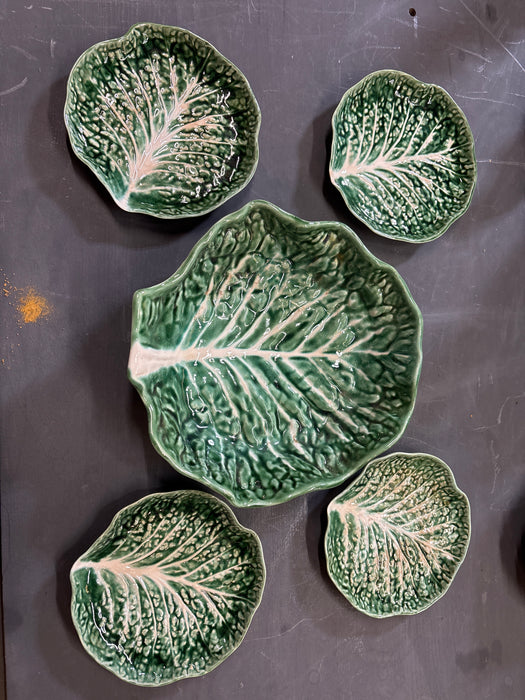 5 PIECE MAJOLICA CABBAGE SET
