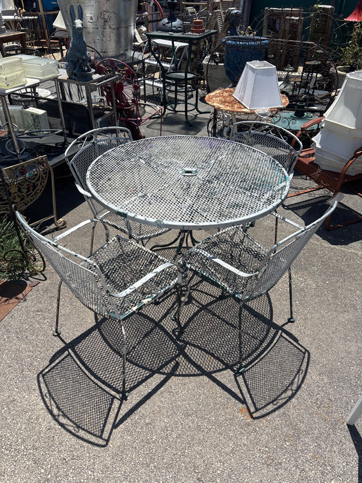 IRON PATIO TABLE WITH 4 MATCHING CHAIRS