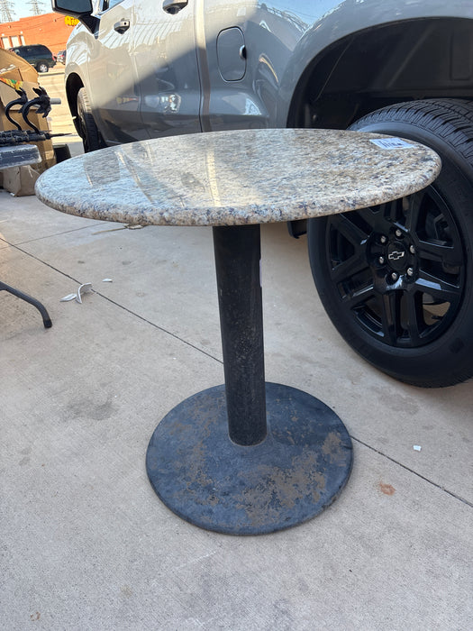 ROUND GRANITE TOP TABLE WITH METAL BASE
