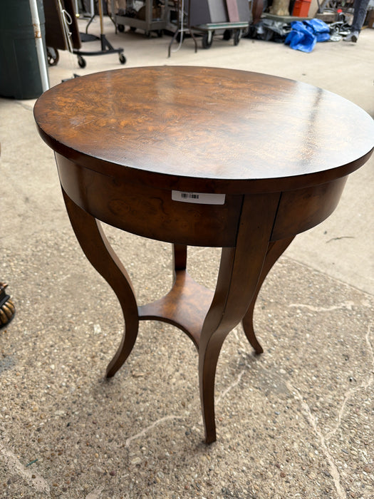 BURLWOOD SIDE TABLE WITH DRAWER - AS FOUND