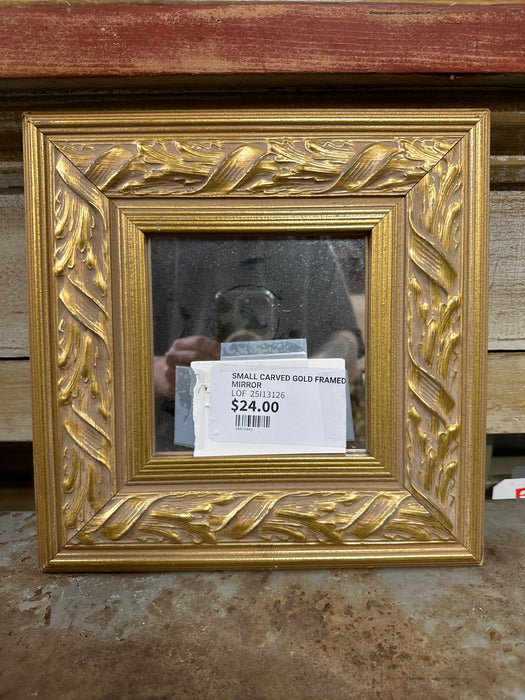 SMALL CARVED GOLD FRAMED MIRROR