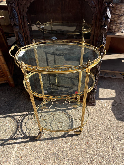 VINTAGE BRASS BAR CART