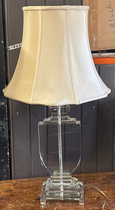 PAIR OF CRYSTAL FLAT URN LAMPS