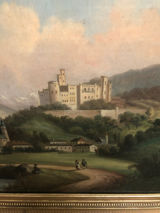 19TH CENTURY OIL PAINTING OF CASTLE