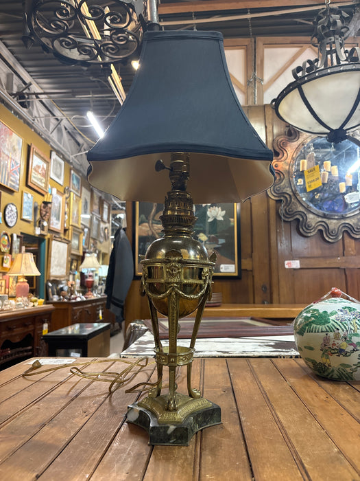BRASS LAMP WITH GREEN MARBLE BASE