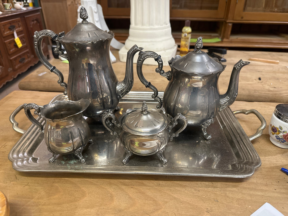 5 PIECE SILVER PLATE TEA SET