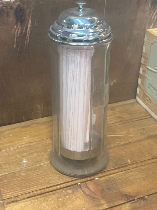 TALL GLASS TABLE CRAFT STRAW DISPENSER
