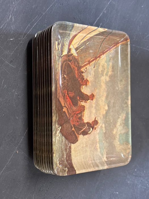 ITALIAN SMALL BOAT SCENE PLASTIC TRAY 1 OF 11