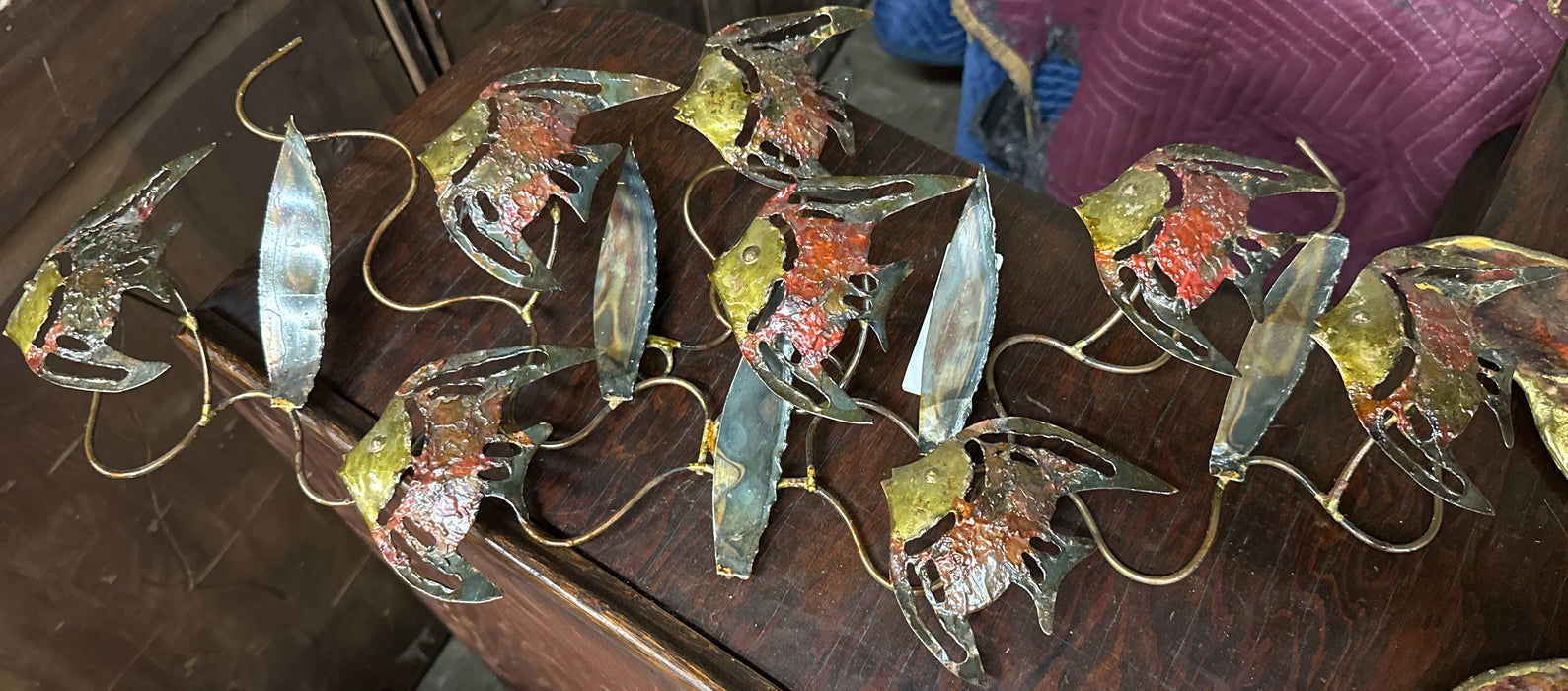 LARGER METAL ANGEL FISH SCULPTURE WALL HANGING