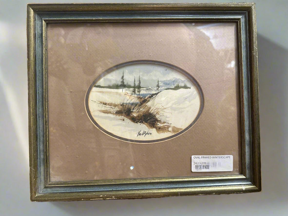 OVAL HORIZONAL FRAMED WINTERSCAPE