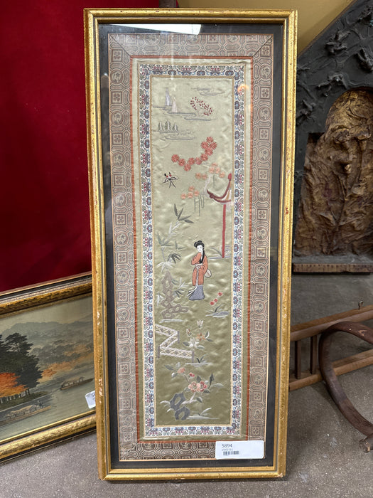 FARMED SILK EMBROIDERY OF AN ASIAN WOMAN
