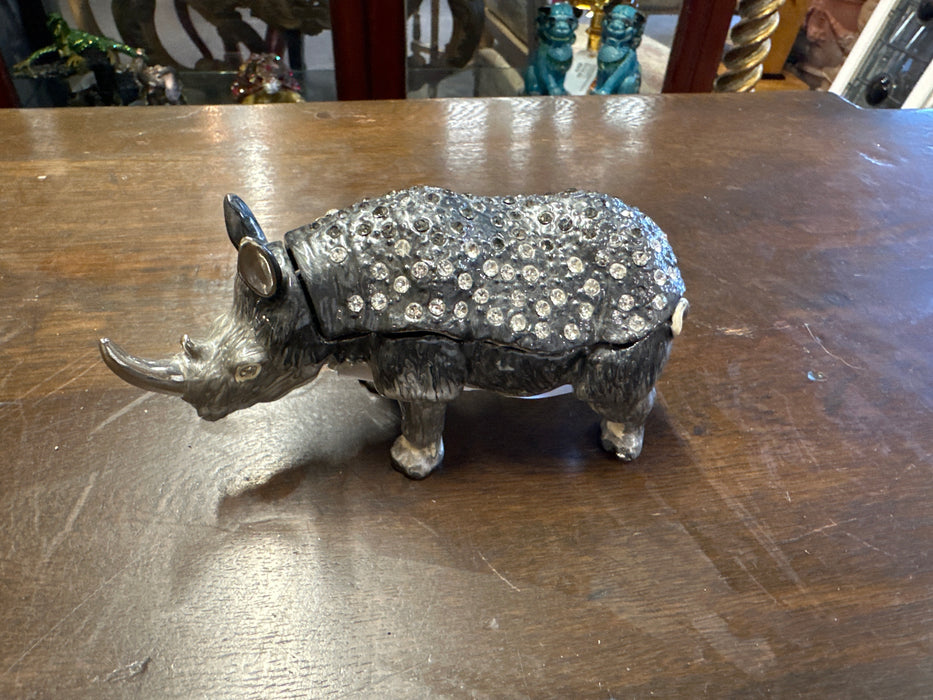 SMALL ENAMELED AND JEWELED  RHINO BOX