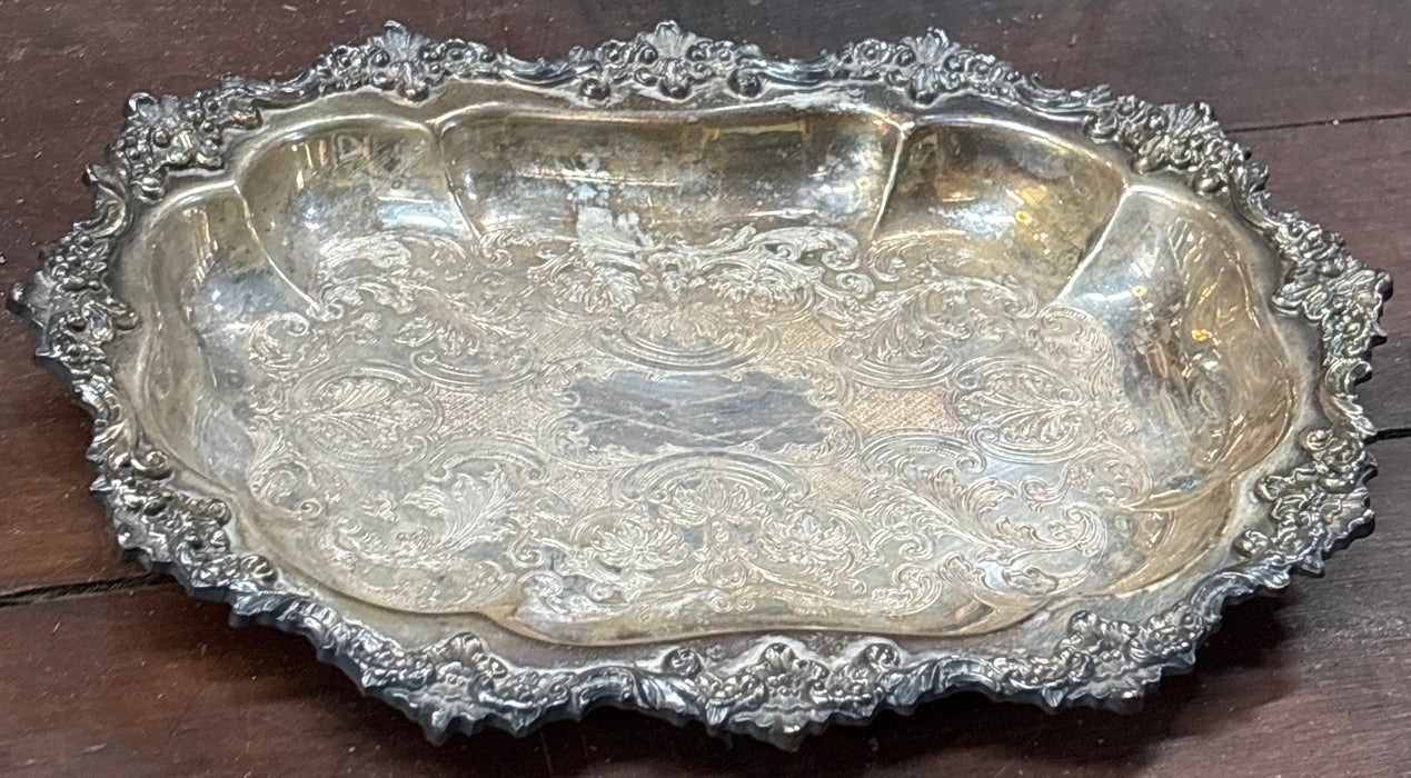 SMALL ORNATE SILVER PLATE TRAY