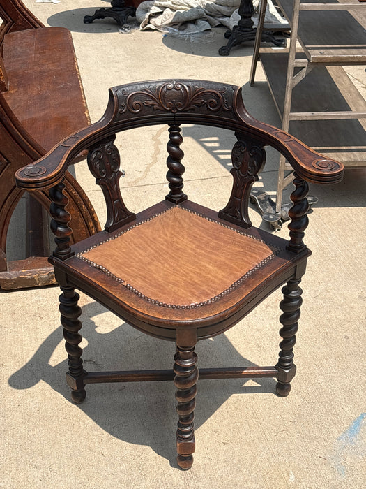 LOUIS XIII  OAK BARLEY TWIST CORNER ARMCHAIR