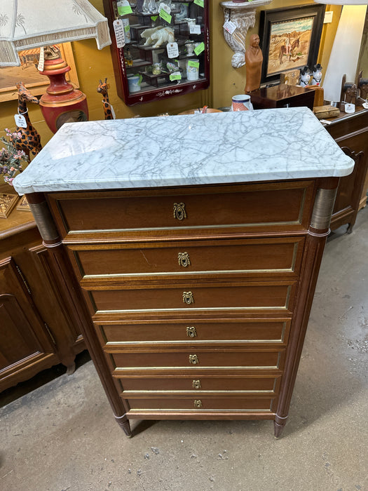 LOUIS XVI WHITE MARBLE TOP SEMANIER