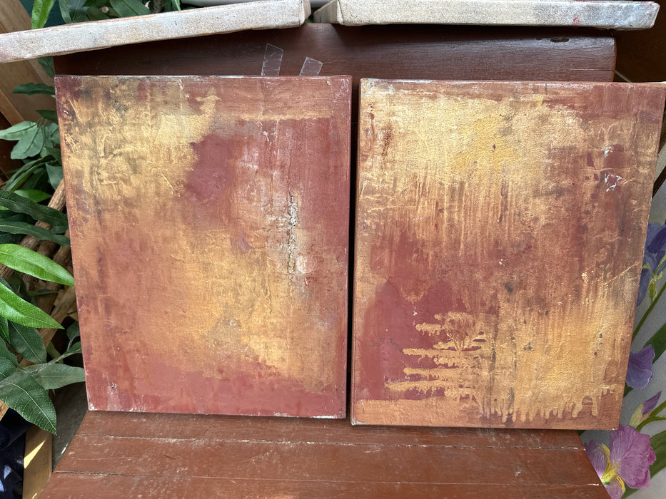 SET OF 4 UNFRAMED OIL PAINTINGS TITLED "PANELS FROM THE PERIODIC TABLE" BY JANET LAWRENCE