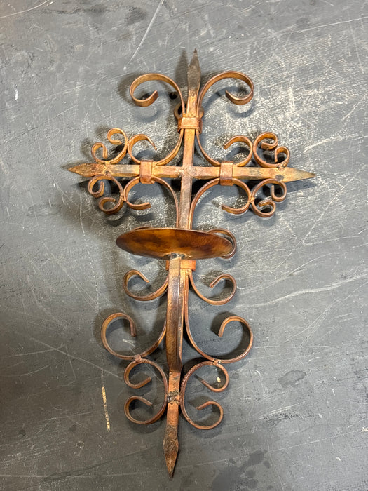 SCROLLY CANDLESTICK CROSS SCONCE