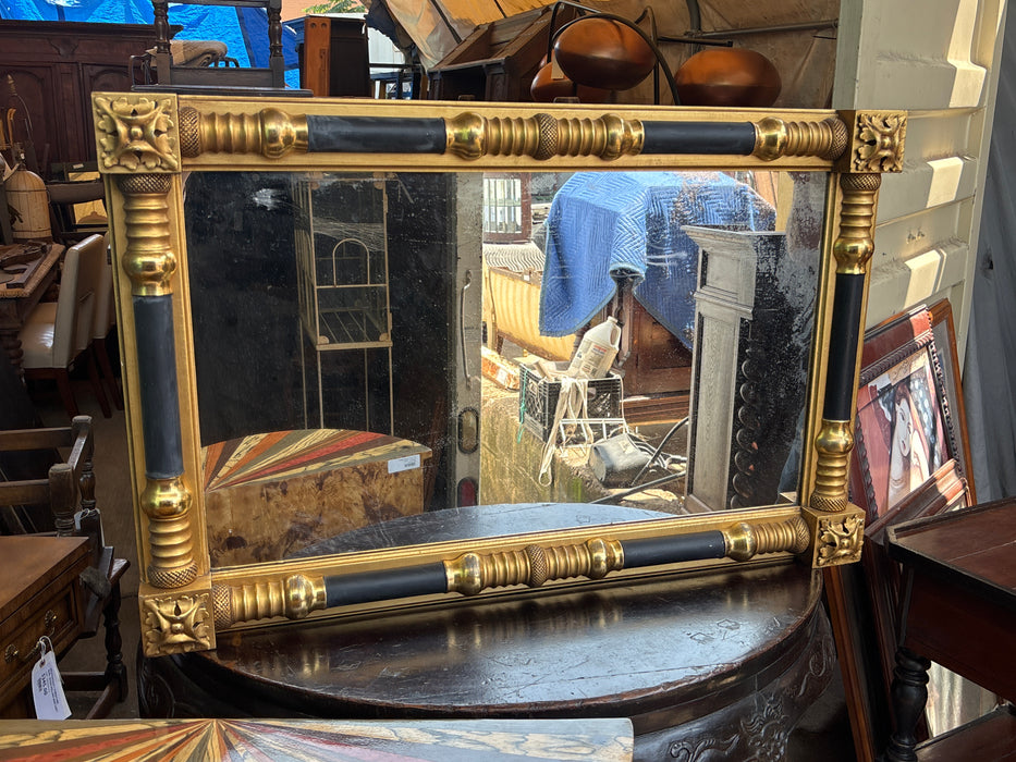 EMPIRE  BLACK AND GILT MIRROR