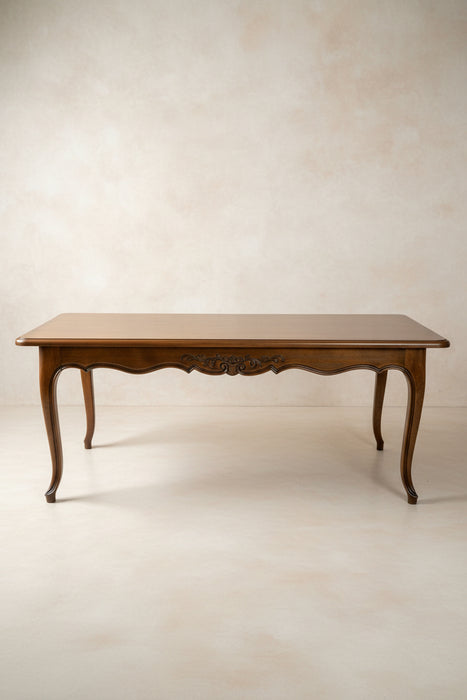 VINTAGE OAK RECTANGULAR CABRIOLE LEG FARM TABLE