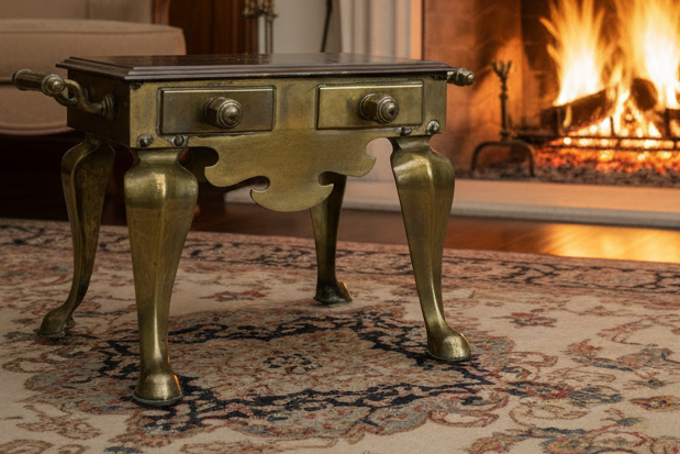 EARLY ENGLISH BRASS KETTLE STAND