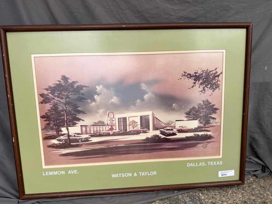 ARCHITECTURAL PASTEL RENDERING FROM THE MIDCENTURY
