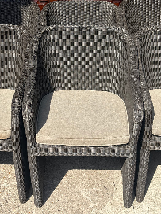 SET OF 8 LLOYD LOOM WICKER BARREL BACK CHAIRS