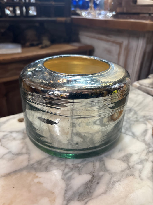 MERCURY GLASS STYLE SQUAT VASE